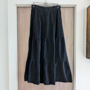 Tiered Thin-Wale Corduroy Midi/Maxi Skirt Made in Italy